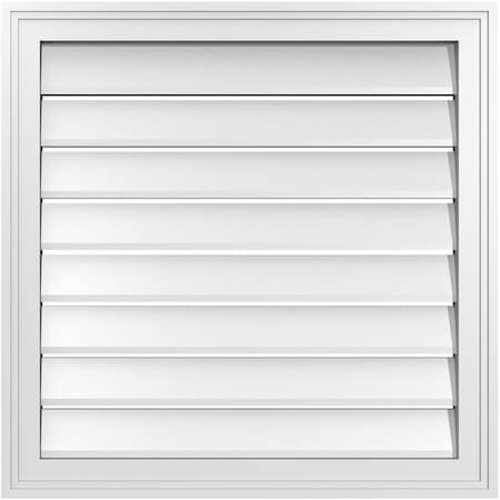 Ekena Millwork Vertical Surface Mount PVC Gable Vent: Functional, w/ 2"W x 1-1/2"P Brickmould Frame, 26"W x 26"H GVPVE26X2602SF